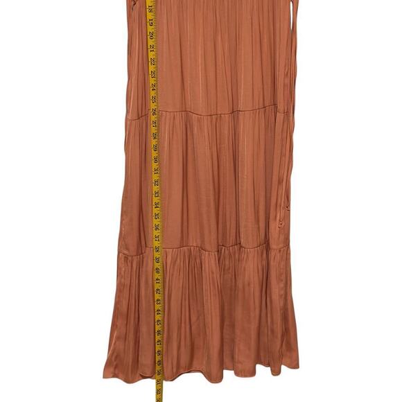 Joie Flutter Sleeves Mock Wrap Tiered Skirt Shirred Waist Belted Maxi Dress (L) - Picture 10 of 16